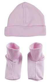 Baby Cap & Bootie Set - Pink