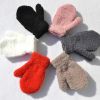 2Pcs/set Children Plush Gloves Solid Color Winter Warm Thicken Gloves