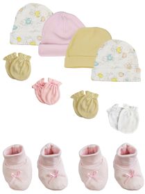 Preemie Baby Girl Caps with Infant Mittens and Booties - 10 Pack (size: Preemie)