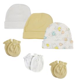 Baby Boy, Baby Girl, Unisex Infant Caps and Mittens (Pack of 6) (size: Newborn)