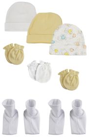 Baby Boy, Baby Girl, Unisex Infant Caps, Booties and Mittens (Pack of 8) (size: Newborn)