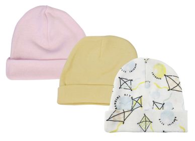 Baby Girls Caps (Pack of 3) (size: Newborn)