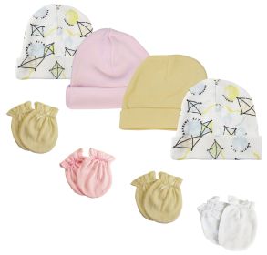 Baby Girls Caps and Mittens (Pack of 8) (size: Newborn)