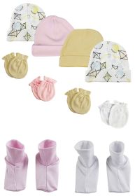 Baby Girls Caps, Booties and Mittens (Pack of 10) (size: Newborn)