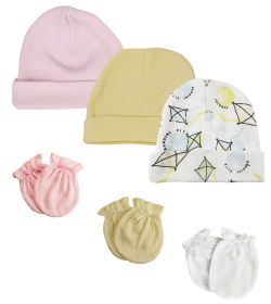 Baby Girls Caps and Mittens (Pack of 6) (size: Newborn)