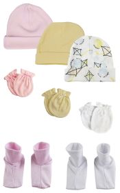 Baby Girls Caps, Booties and Mittens (Pack of 8) (size: Newborn)