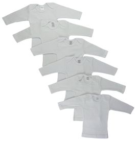 White Long Sleeve Lap T-shirts  6 Pack (size: Newborn)