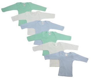 Boys Pastel Variety Long Sleeve Lap T-shirts  6 Pack (size: Newborn)