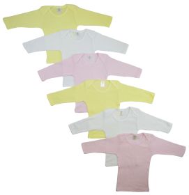 Girls Pastel Variety Long Sleeve Lap T-shirts  6 Pack (size: Newborn)