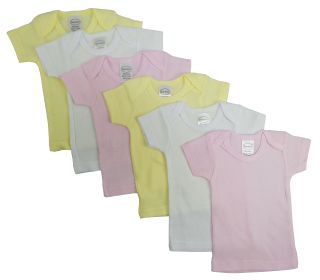 Girls Pastel Variety Short Sleeve Lap T-shirts 6 Pack (size: Newborn)