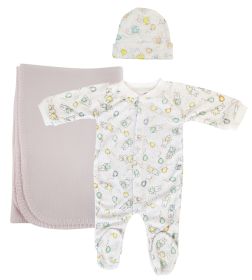 Girls Newborn Baby 3 Pc Layette Sets (size: small)