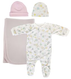 Girls Newborn Baby 4 Pc Layette Sets (size: medium)