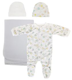 Unisex Newborn Baby 4 Pc Layette Sets (size: small)