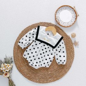 Baby Girl Polka Dot Graphic Salior Collar Design Bodysuit (Color: White, Size/Age: 80 (9-12M))