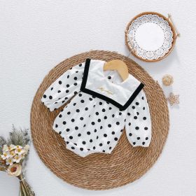 Baby Girl Polka Dot Graphic Salior Collar Design Bodysuit (Color: White, Size/Age: 100 (2-3Y))