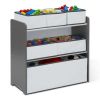 4 Piece Playroom Set - Includes Game Table with Dry Erase Surface and 6 Box Toy Storage Box with Reusable Vinyl Stickers